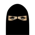 Beautiful Muslim woman in hijab, square portrait, vector illustration isolated on the white