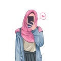 Beautiful muslim women hijab illustration vector