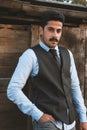 Beautiful mustache young man have fun outdoor Royalty Free Stock Photo
