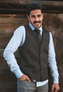 Beautiful mustache young man have fun outdoor Royalty Free Stock Photo