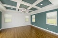 Master Bedroom Painted Muted Teal Complete with Entire Wainscoting Wall, Fresh Paint, Crown and Base Molding, Hard Wood