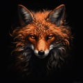 Beautiful muzzle of a fox on a black background. Stylish animal head