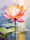 Beautiful mysterious fantastic lotus flower. Oil painting in impressionism style Royalty Free Stock Photo