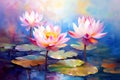 Beautiful mysterious fantastic lotus flower. Oil painting in impressionism style Royalty Free Stock Photo