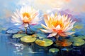 Beautiful mysterious fantastic lotus flower. Oil painting in impressionism style Royalty Free Stock Photo