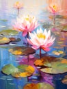 Beautiful mysterious fantastic lotus flower. Oil painting in impressionism style Royalty Free Stock Photo