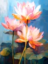 Beautiful mysterious fantastic lotus flower. Oil painting in impressionism style Royalty Free Stock Photo
