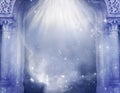 Beautiful mystic magic fantasy gate with white rays of angelic light Royalty Free Stock Photo