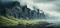 Beautiful mystical mountain environment. Generative Ai