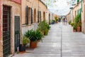 Beautiful narrow historic streets of Alcudia Old Town in Majorca Mallorca