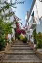 Beautiful narrow street in Salobrena SalobreÃÂ±a old town, leading the the castle Royalty Free Stock Photo