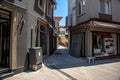 Beautiful narrow streets of the old town. Center of Marmaris. White buildings. European architecture. Lovely narrow streets.