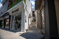 Beautiful narrow streets of the old town. Center of Marmaris. White buildings. European architecture. Lovely narrow streets.