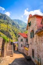 Beautiful narrow streets of old town Kotor, Montenegro Royalty Free Stock Photo