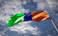 Sultanat national flag waving at sky background close-up Royalty Free Stock Photo