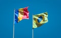 Beautiful national state flags of Brazil and Andorra