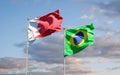 Beautiful national state flags of Brazil and Bahrain