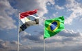 Beautiful national state flags of Egypt and Brazil