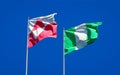 Beautiful national state flags of Greenland and Nigeria