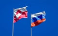 Beautiful national state flags of Greenland and Russia