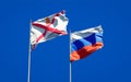 Beautiful national state flags of Jersey and Russia