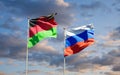 Beautiful national state flags of Malawi and Russia