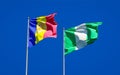 Beautiful national state flags of Nigeria and Andorra