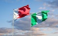 Beautiful national state flags of Nigeria and Bahrain