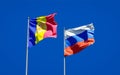 Beautiful national state flags of Russia and Andorra