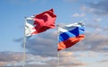 Beautiful national state flags of Russia and Bahrain