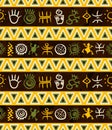 Beautiful native south american indigenous pattern with colorful petroglyphs over a dark brown marble effect