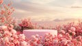 Beautiful natural backdrop of a spring rose flower field. 3D rendering....