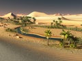 Beautiful natural background -African oasis 3d rendering