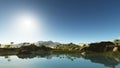 Beautiful natural background -African oasis 3d rendering