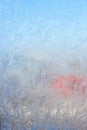 Beautiful natural background or texture of frozen transparent glass on the window in winter, extreme cold concept, vertical image Royalty Free Stock Photo