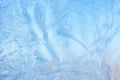 Beautiful natural background or texture of frozen transparent glass on the window in winter, strong cold concept, horizontal image Royalty Free Stock Photo