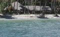 Beautiful Natural Beach With Palm Trees And Tiny Huts Royalty Free Stock Photo