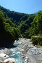 Beautiful natural canyon and turquoise stream hiking trail in Taroko National Park, Hualien, Taiwan