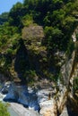 Beautiful natural canyon and turquoise stream hiking trail in Taroko National Park, Hualien, Taiwan