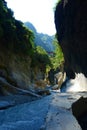 Beautiful natural canyon and turquoise stream hiking trail in Taroko National Park, Hualien, Taiwan