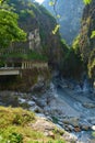 Beautiful natural canyon and turquoise stream hiking trail in Taroko National Park, Hualien, Taiwan