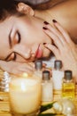 Beautiful natural girl woman in the spa salon Royalty Free Stock Photo