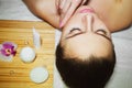 Beautiful natural girl woman in the spa salon, second chin, double chin Royalty Free Stock Photo