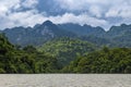 Beautiful natural lake scenery Ba Be Nation Park with tourists on the boat is famous place and travel destination at Bac Kan,