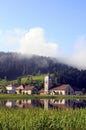 Beautiful natural landscape of Abbey Lake in Jura, France Royalty Free Stock Photo