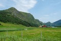 Beautiful natural landscape of mountains in Refviksanden Beach in Norway