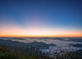 Beautiful natural landscape Sea fog With the first morning sun bright Mountain Royalty Free Stock Photo