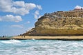 Beautiful natural scenery of agebah beach and rock cliffs