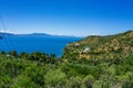 Beautiful natural scenery from Megali Ammos or large sand beach in western Alonissos island, Greece