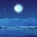 Beautiful natural scenery at night with trees and full moon Royalty Free Stock Photo